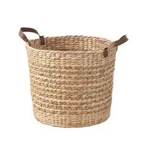 Water Hyacinth Woven Round Multi Use 16" Storage Basket - Natural Brown Water Hyacinth Woven Round Multi Use 16" Storage Basket - Natural Brown