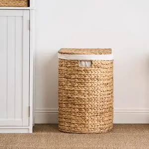 Judas Water Hyacinth Woven Full Oval Brown Laundry Hamper Judas Water Hyacinth Woven Full Oval Brown Laundry Hamper