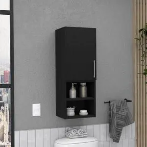 Medicine Single Door Cabinet 31"H, Two External Shelves, Two Interior Shelves, Black Medicine Single Door Cabinet 31"H, Two External Shelves, Two Interior Shelves, Black