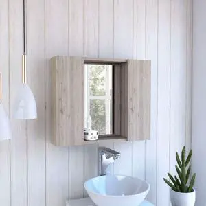 Medicine Double Door Cabinet 19" H, One External Shelf, Light Gray Medicine Double Door Cabinet 19" H, One External Shelf, Light Gray