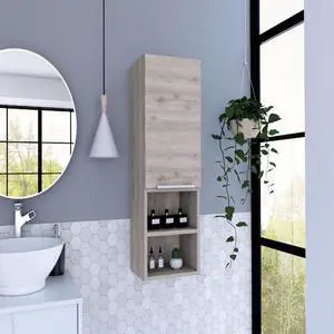 Medicine Single Door Cabinet 32" H, Two Interior Shelves, Two External Shelves, Light Gray Medicine Single Door Cabinet 32" H, Two Interior Shelves, Two External Shelves, Light Gray