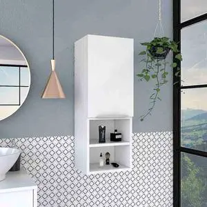 Medicine Single Door Cabinet 32" H, Two Interior Shelves, Two External Shelves, White Medicine Single Door Cabinet 32" H, Two Interior Shelves, Two External Shelves, White