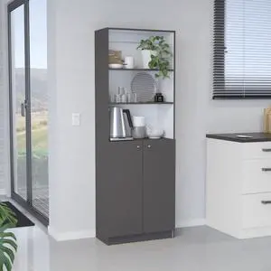 2-Door Bookcase with Upper Shelves, Matt Gray / White 2-Door Bookcase with Upper Shelves, Matt Gray / White