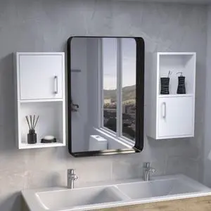 Wall Mounted Bathroom Medicine Cabinet Eak 24" H , Two Doors, Two Shelves,White Wall Mounted Bathroom Medicine Cabinet Eak 24" H , Two Doors, Two Shelves,White