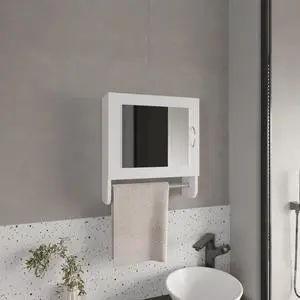 Medicine Cabinet 19.70" H, with 1 Door, 2 Shelves, 1 Mirror, White Medicine Cabinet 19.70" H, with 1 Door, 2 Shelves, 1 Mirror, White