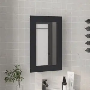 Medicine Cabinet 25.7" H, 1 Door, 3 Shelves, 1 Mirror, Black Medicine Cabinet 25.7" H, 1 Door, 3 Shelves, 1 Mirror, Black