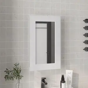 Medicine Cabinet 25.7" H, 1 Door, 3 Shelves, 1 Mirror, White Medicine Cabinet 25.7" H, 1 Door, 3 Shelves, 1 Mirror, White