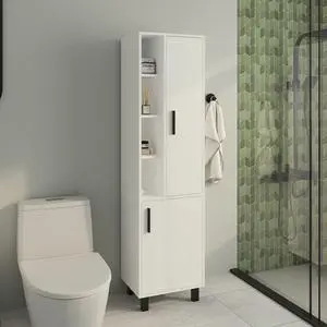 Storage Cabinet, 2 Doors, 9 Shelves, 4 Legs, White Storage Cabinet, 2 Doors, 9 Shelves, 4 Legs, White