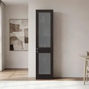 Tall Bookcase 71" H with 2 Fluted Panel Doors and Five Interior Shelves, Dark Walnut Tall Bookcase 71" H with 2 Fluted Panel Doors and Five Interior Shelves, Dark Walnut