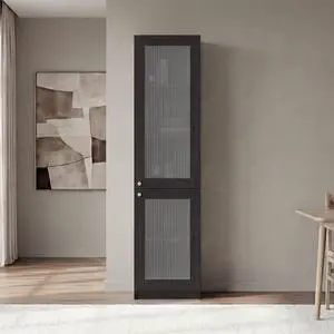 Surry Tall Bookcase 71" H with 2 Fluted Panel Doors and Five Interior Shelves, Black Wengue Surry Tall Bookcase 71" H with 2 Fluted Panel Doors and Five Interior Shelves, Black Wengue