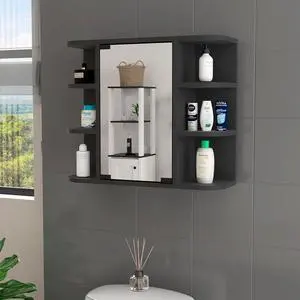 Valdez Medicine Cabinet With Six Shelves, Mirror Cabinet Valdez Medicine Cabinet With Six Shelves, Mirror Cabinet