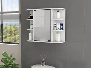 Valdez Medicine Cabinet With Six Shelves, Mirror Cabinet Valdez Medicine Cabinet With Six Shelves, Mirror Cabinet