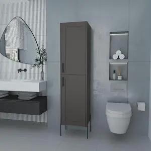 Sealy Hight Auxiliary Furniture in Melamine and 4 Shelves, Matt Gray Sealy Hight Auxiliary Furniture in Melamine and 4 Shelves, Matt Gray