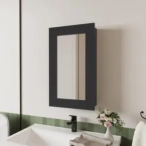 Parks Medicine Cabinet With Included Mirror, Black Parks Medicine Cabinet With Included Mirror, Black