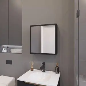 Morenci Medicine Cabinet With Included Mirror And 1 Door, Black Morenci Medicine Cabinet With Included Mirror And 1 Door, Black