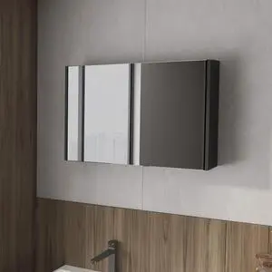 McNary Medicine Cabinet With Included Mirrors And 2 Doors, Black McNary Medicine Cabinet With Included Mirrors And 2 Doors, Black