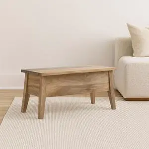 Solid Wood Lid Up Storage Bench, Light Brown Solid Wood Lid Up Storage Bench, Light Brown