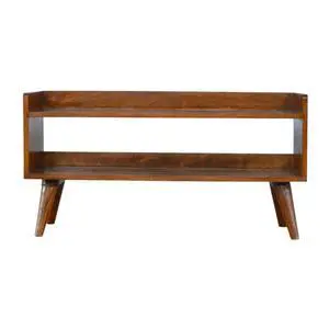 Solid Wood Nordic Storage Bench, Open Storage, Chestnut, Brown Solid Wood Nordic Storage Bench, Open Storage, Chestnut, Brown