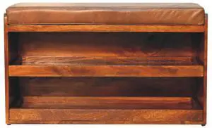 Solid Wood Buffalo Hide Pull-Out Chestnut Shoe Storage Bench Solid Wood Buffalo Hide Pull-Out Chestnut Shoe Storage Bench