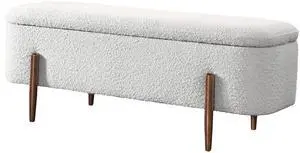 Sarna Ivory Boucle Storage Bench Sarna Ivory Boucle Storage Bench