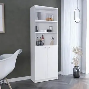 Home 2-Door Bookcase, Modern Storage Unit with Dual Doors and Multi-Tier Shelves -White -Office Home 2-Door Bookcase, Modern Storage Unit with Dual Doors and Multi-Tier Shelves -White -Office