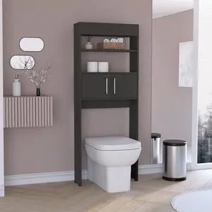 Madrid Over The Toilet Cabinet, Double Door, Two Shelves -Black Madrid Over The Toilet Cabinet, Double Door, Two Shelves -Black