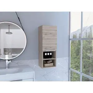 Mila Bathroom Cabinet, Two Interior Shelves, Two External Shelves, Single Door Cabinet -Light Gray Mila Bathroom Cabinet, Two Interior Shelves, Two External Shelves, Single Door Cabinet -Light Gray
