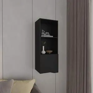 Obregon 43" Tall One-Door Wall Cabinet with Two Open Shelves, Medicine Cabinet Obregon 43" Tall One-Door Wall Cabinet with Two Open Shelves, Medicine Cabinet