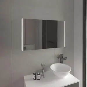 Bouti 19.7" H x 31.5" W Double Door Mirror Medicine Cabinet, Three interior Shelves for Bathroom, Kitchen White Bouti 19.7" H x 31.5" W Double Door Mirror Medicine Cabinet, Three interior Shelves for Bathroom, Kitchen White
