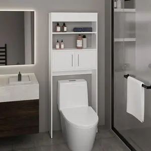 Madrid Over The Toilet Cabinet, Double Door, Two Shelves White Madrid Over The Toilet Cabinet, Double Door, Two Shelves White