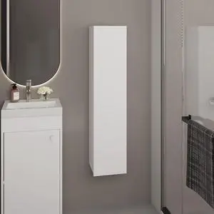 43 Inch One Door Wall-Mounted Bathroom Cabinet with 3 Storage Shelves, Vertical Organizer for Bathroom, Bedroom or Laundry Room 43 Inch One Door Wall-Mounted Bathroom Cabinet with 3 Storage Shelves, Vertical Organizer for Bathroom, Bedroom or Laundry Room
