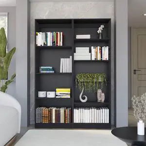 2 Piece Bookcase Living Room Set, Storage Cabinet, 49" Wide and 9 Shelves Matt Gray / White 2 Piece Bookcase Living Room Set, Storage Cabinet, 49" Wide and 9 Shelves Matt Gray / White