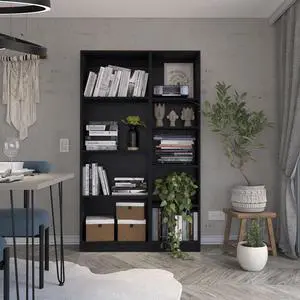 2 Piece Bookcase Living Room Set, Storage Cabinet, 42" Wide and 9 Shelves Black 2 Piece Bookcase Living Room Set, Storage Cabinet, 42" Wide and 9 Shelves Black