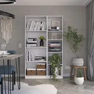 2 Piece Bookcase Living Room Set, Storage Cabinet, 42" Wide and 9 Shelves White 2 Piece Bookcase Living Room Set, Storage Cabinet, 42" Wide and 9 Shelves White