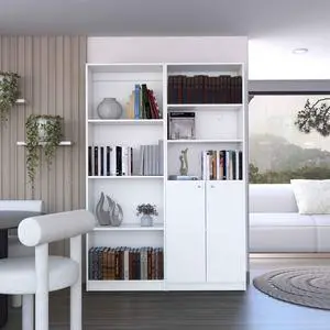 Dupree 2 Piece Home Bookcase set, 49" Wide with 9 Shelves , Living Room White Dupree 2 Piece Home Bookcase set, 49" Wide with 9 Shelves , Living Room White