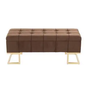 Storage Bench in Gold Steel and Brown Velvet Storage Bench in Gold Steel and Brown Velvet