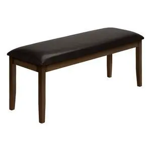 Bench, 48" Rectangular, Dining Room, Entryway, Hallway, Kitchen, Upholstered, Wood, Brown Solid Wood, Brown Leather-look, Transitional Bench, 48" Rectangular, Dining Room, Entryway, Hallway, Kitchen, Upholstered, Wood, Brown Solid Wood, Brown Leather-look, Transitional