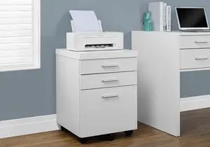 File Cabinet, Rolling Mobile, Storage Drawers, Printer Stand, Office, Work, White Laminate, Contemporary, Modern File Cabinet, Rolling Mobile, Storage Drawers, Printer Stand, Office, Work, White Laminate, Contemporary, Modern