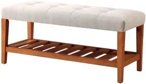 Charla Light Gray Fabric & Oak Finish Bench Charla Light Gray Fabric & Oak Finish Bench