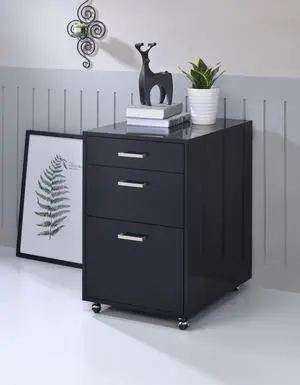Coleen Black High Gloss & Chrome Finish Cabinet Coleen Black High Gloss & Chrome Finish Cabinet
