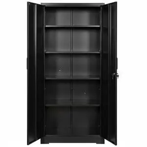 Container Furniture Direct Ironclad 71" Metal Storage Cabinet with Locking Doors and 4 Adjustable Shelves, Heavy-Duty Steel Cabinet for Garage, Laundry, Office, or Warehouse, Black Container Furniture Direct Ironclad 71" Metal Storage Cabinet with Locking Doors and 4 Adjustable Shelves, Heavy-Duty Steel Cabinet for Garage, Laundry, Office, or Warehouse, Black