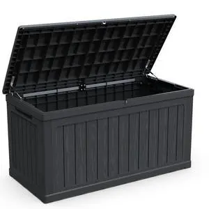 230 Gallon Large Outdoor Storage XXL Deck Box for Patio Furniture, Outdoor Cushions, Garden Tools and Sports/Pools Equipment, Waterproof Resin, Lockable, Black 230 Gallon Large Outdoor Storage XXL Deck Box for Patio Furniture, Outdoor Cushions, Garden Tools and Sports/Pools Equipment, Waterproof Resin, Lockable, Black