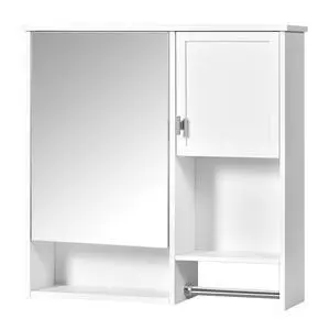 29'' x 28'' Modern Wall Mounted Bathroom Medicine Cabinet, Bathroom Wall Storage Cabinet with Mirror, Over the Toilet Space Saver Cabinet with Towels Bar 29'' x 28'' Modern Wall Mounted Bathroom Medicine Cabinet, Bathroom Wall Storage Cabinet with Mirror, Over the Toilet Space Saver Cabinet with Towels Bar