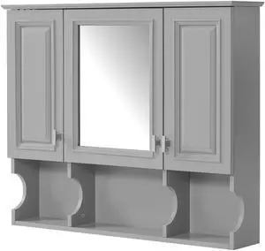 35'' x 28'' Wall Mounted Bathroom Medicine Cabinet, Modern Bathroom Wall Cabinet with Mirror, Mirror Cabinet with Open Shelves 35'' x 28'' Wall Mounted Bathroom Medicine Cabinet, Modern Bathroom Wall Cabinet with Mirror, Mirror Cabinet with Open Shelves