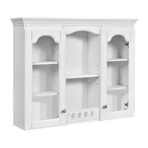 Wall Mounted Medicine Cabinet, Bathroom Wall Cabinet with 2 Glass Doors, Over The Toilet Space Saver Storage Cabinet with Ample Storage, White Wall Mounted Medicine Cabinet, Bathroom Wall Cabinet with 2 Glass Doors, Over The Toilet Space Saver Storage Cabinet with Ample Storage, White
