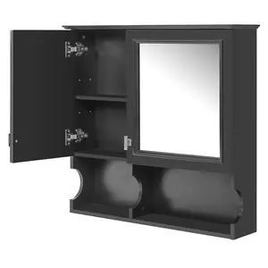 30 Inch Mirror Medicine Cabinet with Open Shelves, Wall Mounted Home Storage with Doors & Mirror, Adjustable Shelf, Bathroom Storage Cabinet over Toilet 30 Inch Mirror Medicine Cabinet with Open Shelves, Wall Mounted Home Storage with Doors & Mirror, Adjustable Shelf, Bathroom Storage Cabinet over Toilet