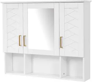 35 inch 2-in-1 Wall Mounted Medicine Cabinet with Adjustable Shelves & Soft Close Doors, High-Define Mirror with Storage for Bathroom Vanity 35 inch 2-in-1 Wall Mounted Medicine Cabinet with Adjustable Shelves & Soft Close Doors, High-Define Mirror with Storage for Bathroom Vanity