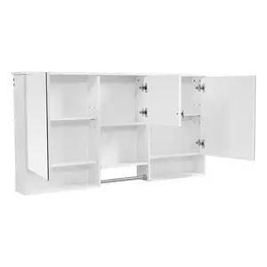 55 inch Wall-Mount 3-in-1 Mirror Cabinet with Adjustable Shelf, Soft-Closing Hinges, High-Quality MDF, for Bathroom Vanity, Living Room, Bedroom Storage Organizer 55 inch Wall-Mount 3-in-1 Mirror Cabinet with Adjustable Shelf, Soft-Closing Hinges, High-Quality MDF, for Bathroom Vanity, Living Room, Bedroom Storage Organizer