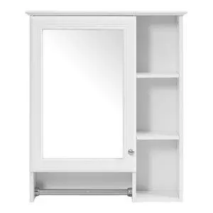 3-in-1 Bathroom Mirror Cabinet, 24-inch Wall Mounted Medicine Cabinet with Adjustable Shelf & Tower Bar, High-Definition Mirror with Storage for Bathroom Vanity 3-in-1 Bathroom Mirror Cabinet, 24-inch Wall Mounted Medicine Cabinet with Adjustable Shelf & Tower Bar, High-Definition Mirror with Storage for Bathroom Vanity