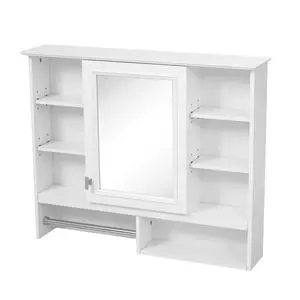 35 inch Wall-Mount 2-in-1 Mirror Cabinet with Adjustable Shelves, Soft-Closing Hinges, Open Shelves, for Bathroom Vanity, Living Room, Bedroom Storage Organizer 35 inch Wall-Mount 2-in-1 Mirror Cabinet with Adjustable Shelves, Soft-Closing Hinges, Open Shelves, for Bathroom Vanity, Living Room, Bedroom Storage Organizer